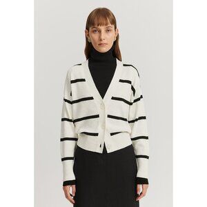 Country Road Organically grown linen Cotton stripe Cardigan sweater Women S